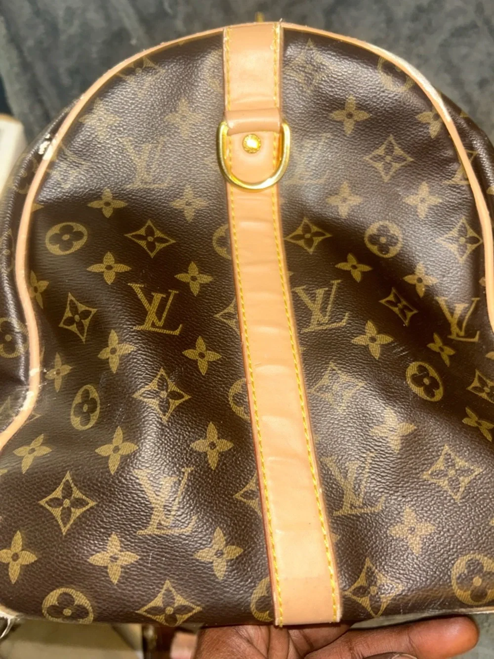 Brown Monogram Canvas Tote with Natural Leather Trim - Picture 5 of 6